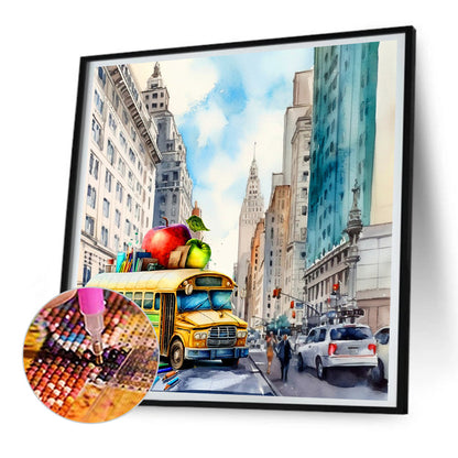 School Bus - Full Round Drill Diamond Painting 30*30CM