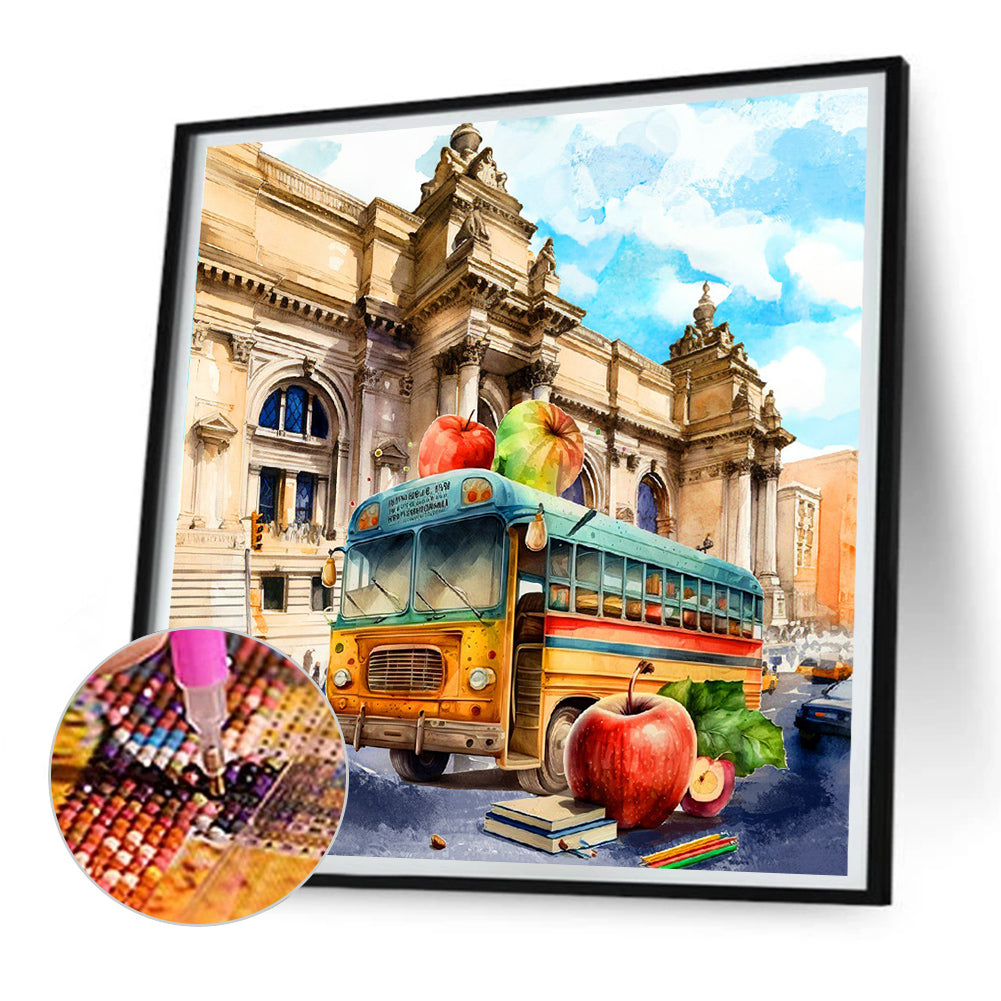 School Bus - Full Round Drill Diamond Painting 30*30CM