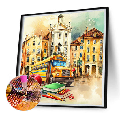 School Bus - Full Round Drill Diamond Painting 30*30CM