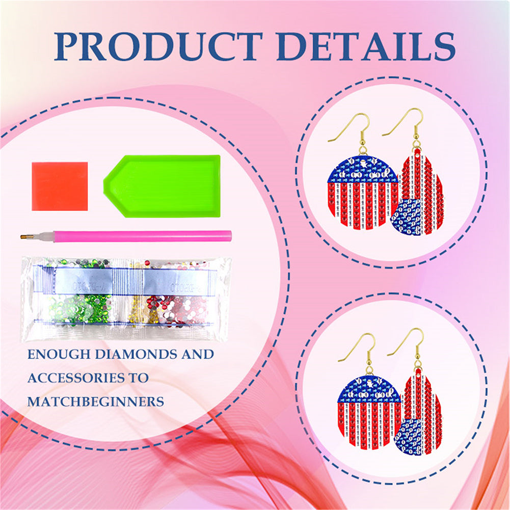 DIY 2 Pairs Diamond Painting Earrings Special Shaped Double Sided Jewelry
