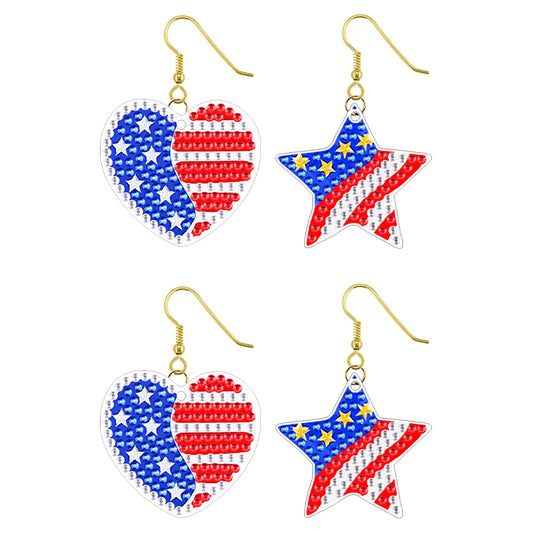 DIY 2 Pairs Diamond Painting Earrings Special Shaped Double Sided Jewelry