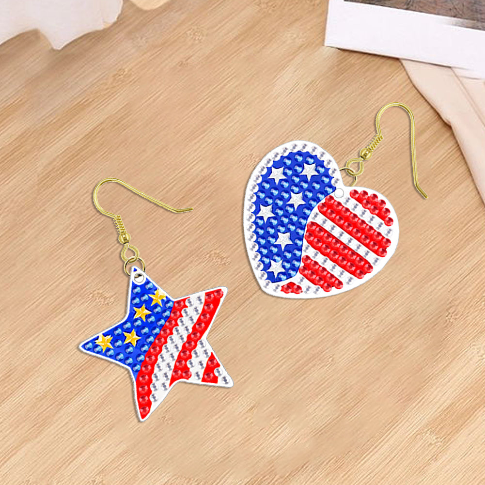 DIY 2 Pairs Diamond Painting Earrings Special Shaped Double Sided Jewelry