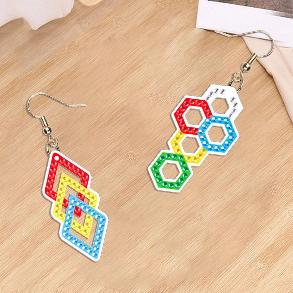 DIY 2 Pairs Diamond Painting Earrings Special Shaped Double Sided Jewelry