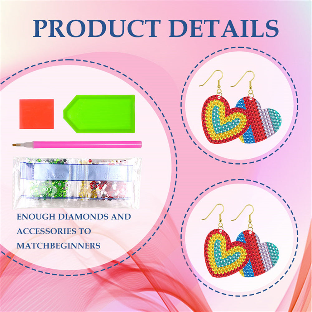 DIY 2 Pairs Diamond Painting Earrings Special Shaped Double Sided Jewelry