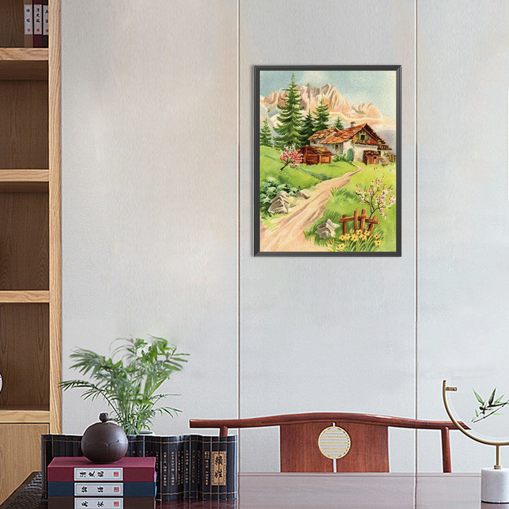 House At The Foot Of The Hill - Full Round Drill Diamond Painting 30*40CM