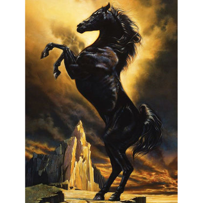 Jumping Dark Horse - Full Round Drill Diamond Painting 45*60CM