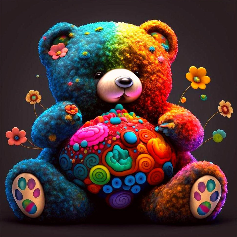 Colorful Bear - Full Round Drill Diamond Painting 30*30CM