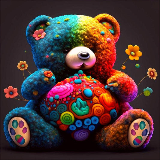 Colorful Bear - Full Round Drill Diamond Painting 30*30CM