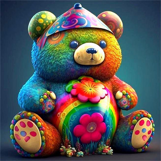 Colorful Bear - Full Round Drill Diamond Painting 30*30CM