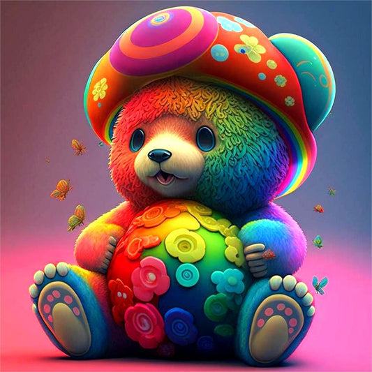 Colorful Bear - Full Round Drill Diamond Painting 30*30CM