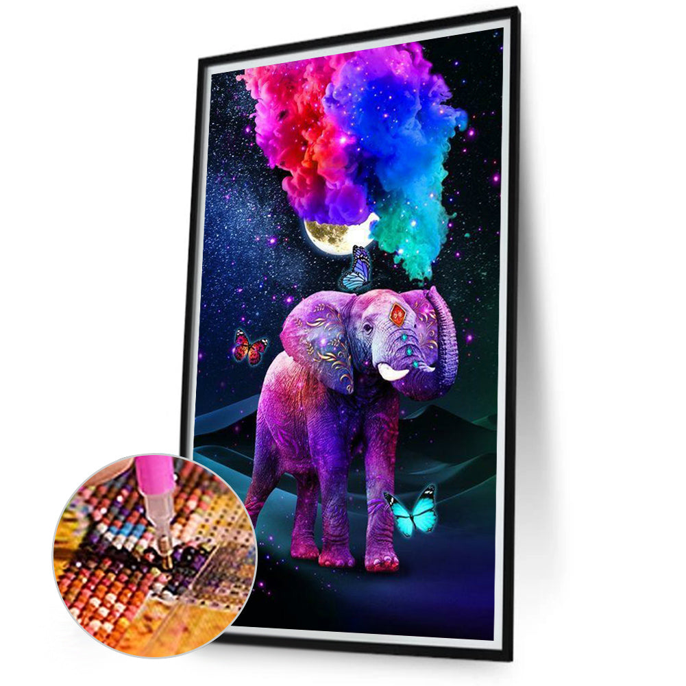 Colorful Smoke Elephant - Full Round Drill Diamond Painting 40*70CM