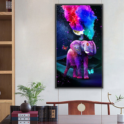 Colorful Smoke Elephant - Full Round Drill Diamond Painting 40*70CM