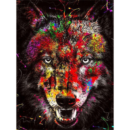 Splash Wolf - Full Round Drill Diamond Painting 30*40CM