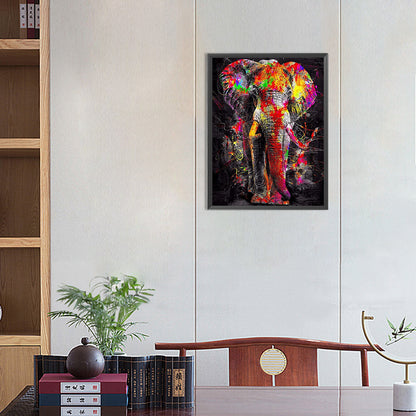 Splash Color Elephant - Full Round Drill Diamond Painting 30*40CM