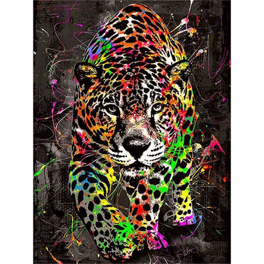 Splash Color Leopard - Full Round Drill Diamond Painting 30*40CM