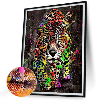 Splash Color Leopard - Full Round Drill Diamond Painting 30*40CM