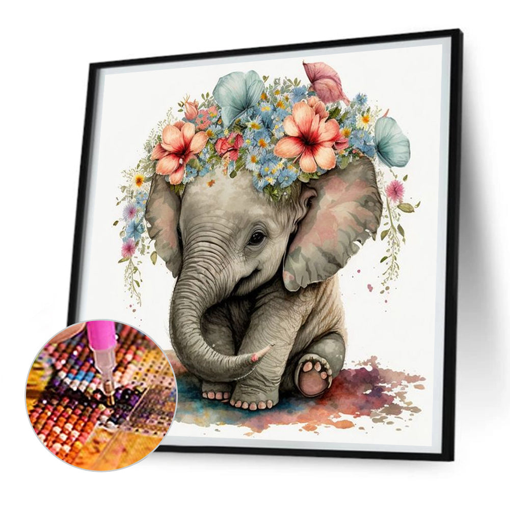 Watercolor Elephant - Full Round Drill Diamond Painting 30*30CM