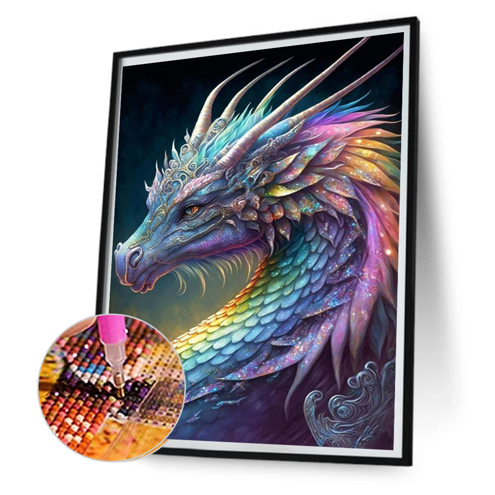 Rainbow Dragonscale Dragon - Full Round Drill Diamond Painting 50*75CM