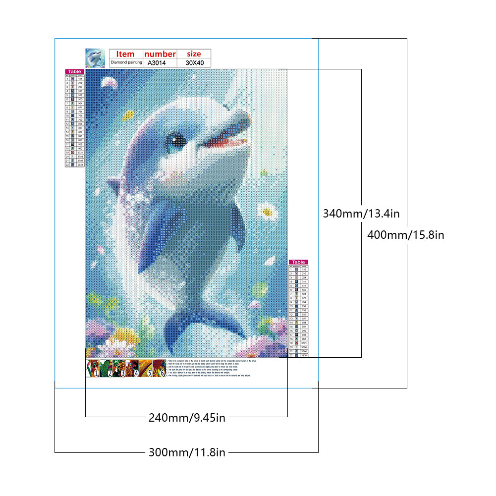 Active Dolphin - Full Round Drill Diamond Painting 30*40CM