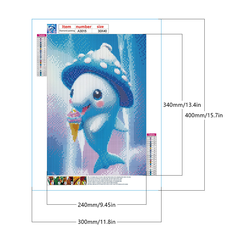 Active Dolphin - Full Round Drill Diamond Painting 30*40CM