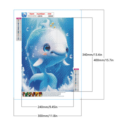 Active Dolphin - Full Round Drill Diamond Painting 30*40CM