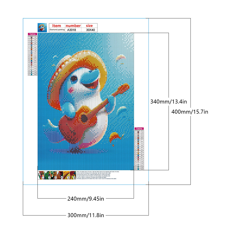 Active Dolphin - Full Round Drill Diamond Painting 30*40CM