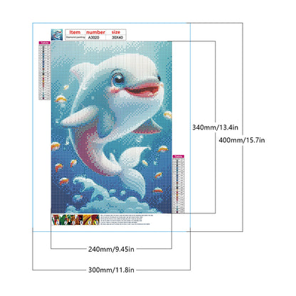 Active Dolphin - Full Round Drill Diamond Painting 30*40CM