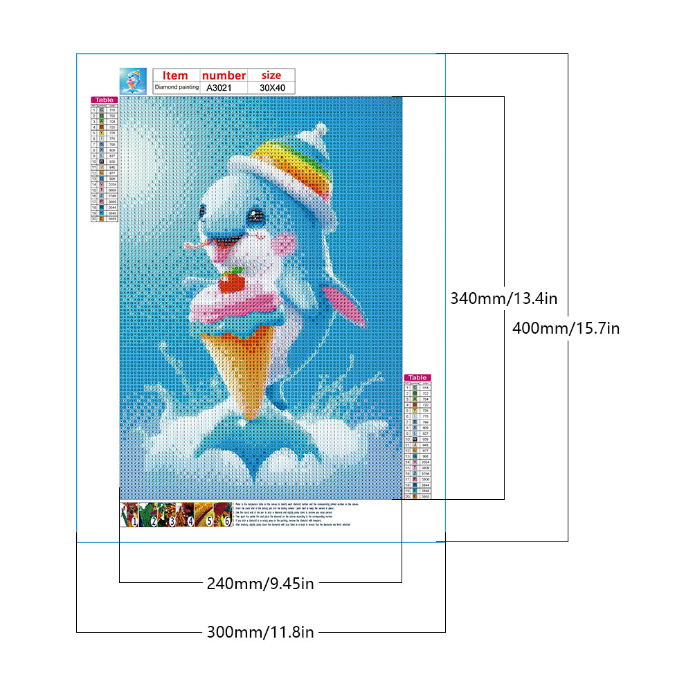 Active Dolphin - Full Round Drill Diamond Painting 30*40CM