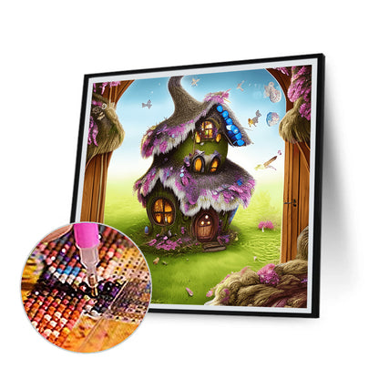 Magical Straw Cottage - Full Round Drill Diamond Painting 30*30CM