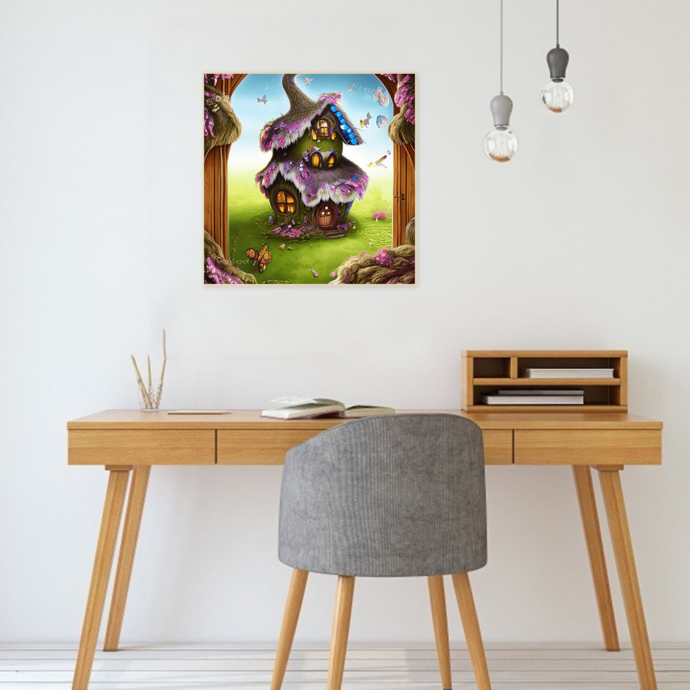 Magical Straw Cottage - Full Round Drill Diamond Painting 30*30CM