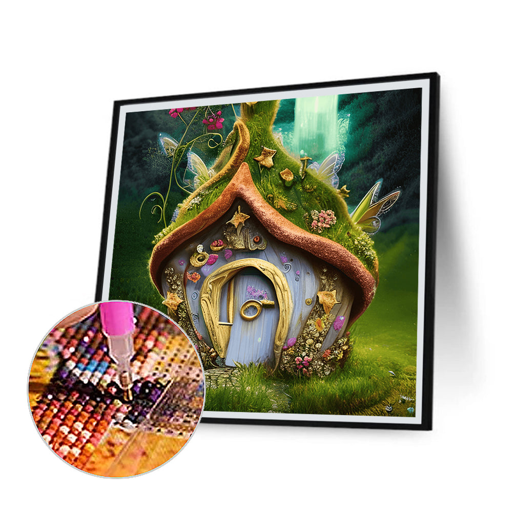 Magical Straw Cottage - Full Round Drill Diamond Painting 30*30CM
