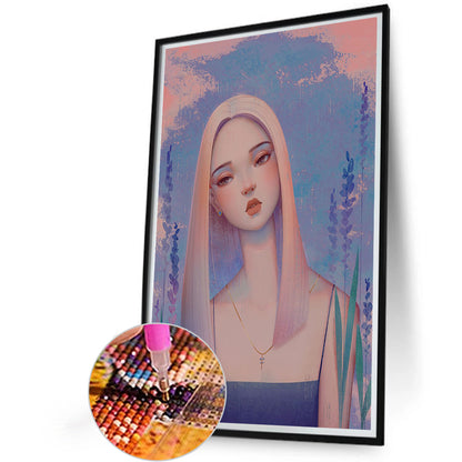 Tilted Head Woman - Full Round Drill Diamond Painting 40*60CM