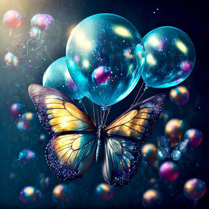 Butterflies And Bubbles - Full Round Drill Diamond Painting 30*30CM