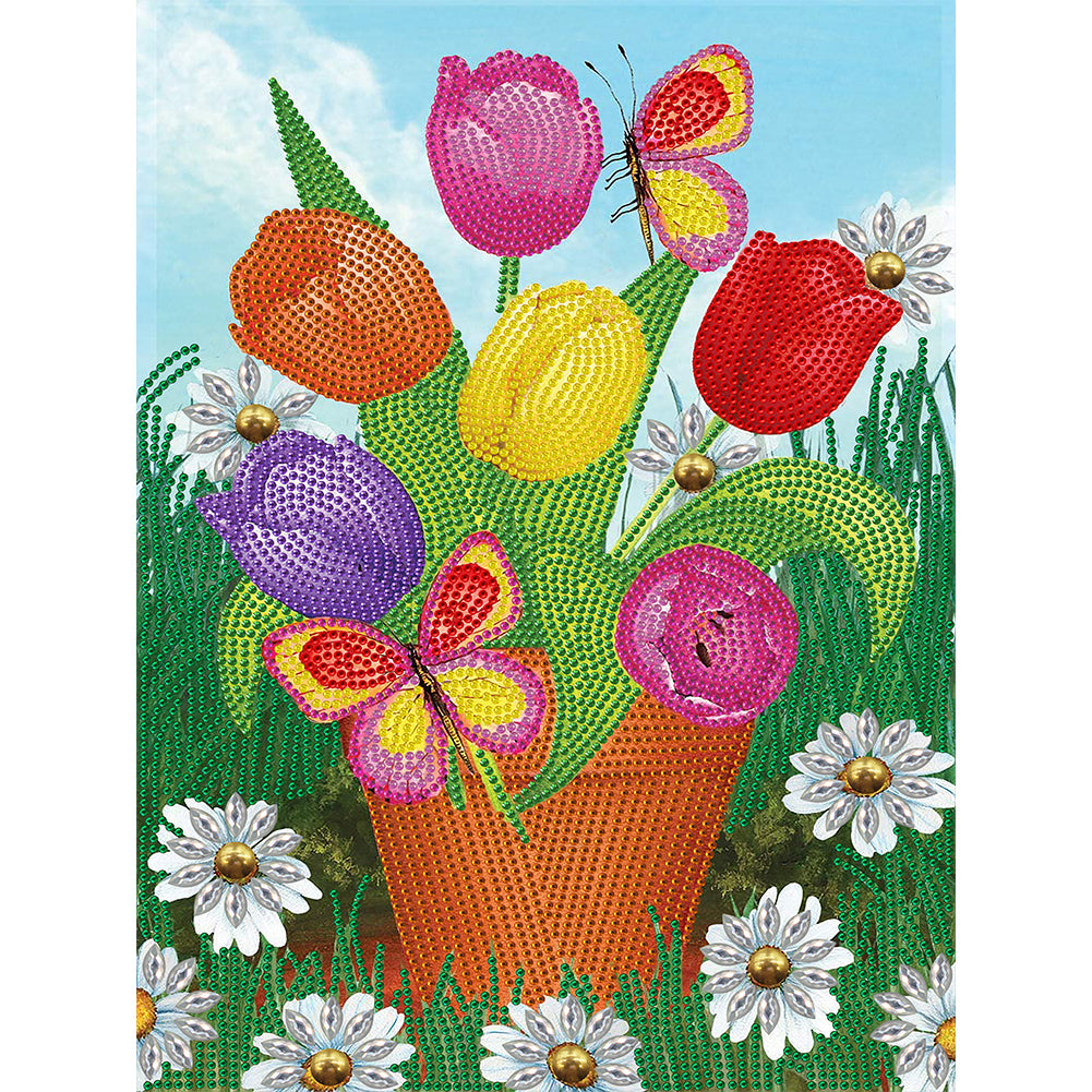 Butterfly Tulip - Special Shaped Drill Diamond Painting 30*40CM