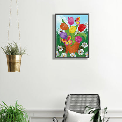 Butterfly Tulip - Special Shaped Drill Diamond Painting 30*40CM