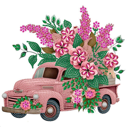 Pink Vintage Car - Special Shaped Drill Diamond Painting 30*30CM