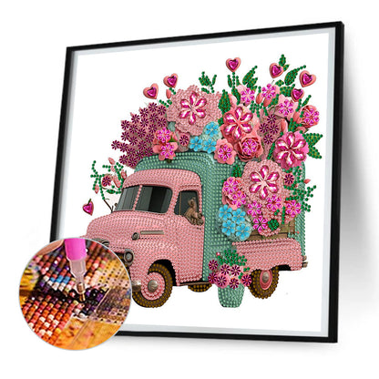 Pink Vintage Car - Special Shaped Drill Diamond Painting 30*30CM