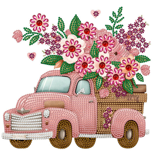 Pink Vintage Car - Special Shaped Drill Diamond Painting 30*30CM