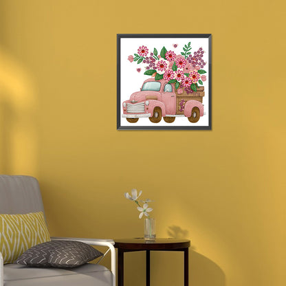 Pink Vintage Car - Special Shaped Drill Diamond Painting 30*30CM