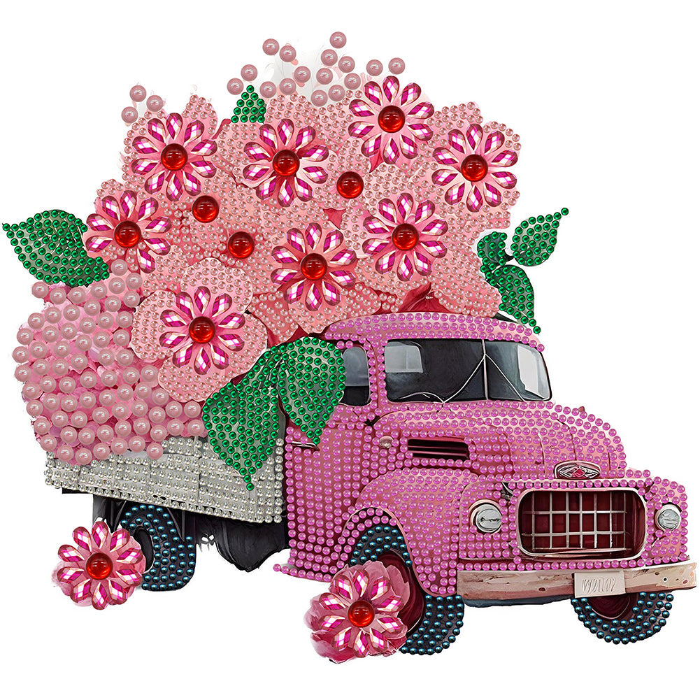 Pink Vintage Car - Special Shaped Drill Diamond Painting 30*30CM