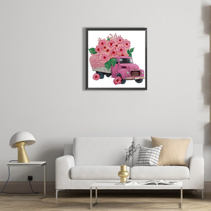 Pink Vintage Car - Special Shaped Drill Diamond Painting 30*30CM