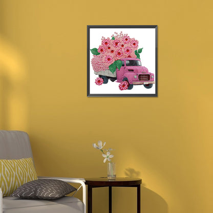 Pink Vintage Car - Special Shaped Drill Diamond Painting 30*30CM