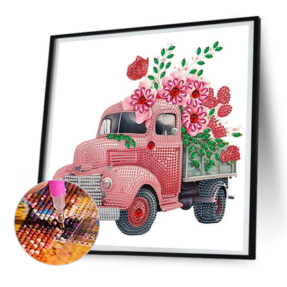 Pink Vintage Car - Special Shaped Drill Diamond Painting 30*30CM