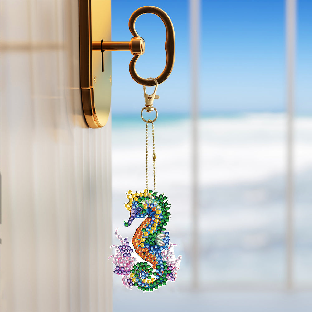 5D Diamond Art Key Rings Double Sided DIY Hanging Ornaments Special-shaped Drill