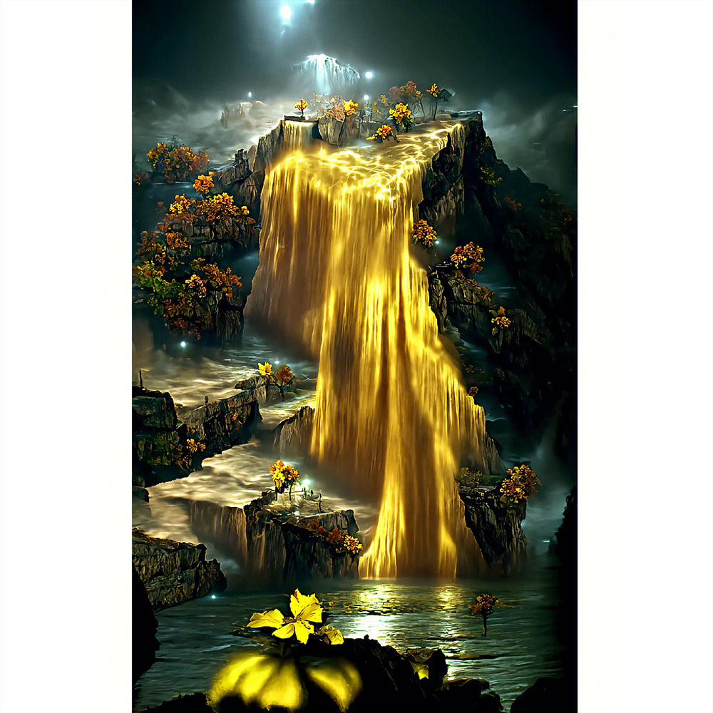 Jinshan Waterfall - Full Round Drill Diamond Painting 40*60CM