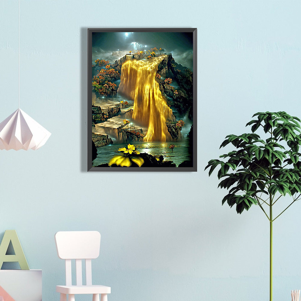 Jinshan Waterfall - Full Round Drill Diamond Painting 40*60CM