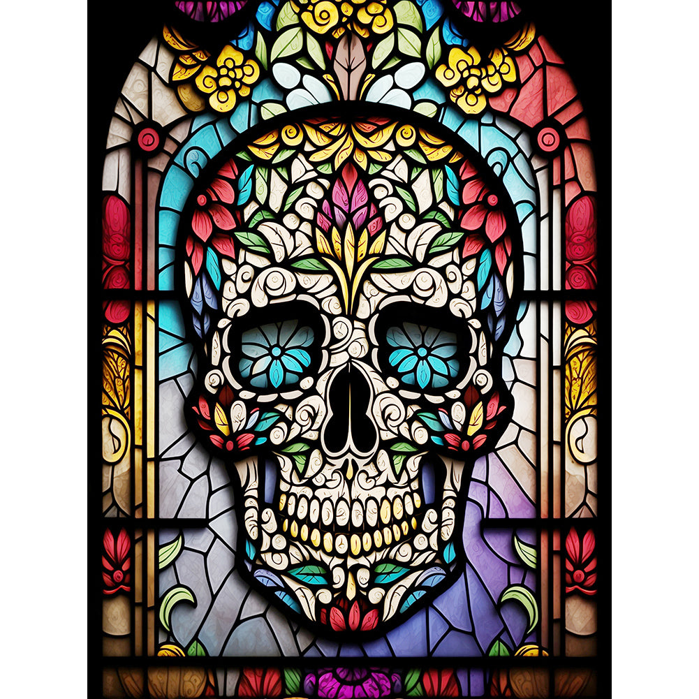 Skull Glass Painting - Full Round Drill Diamond Painting 30*40CM