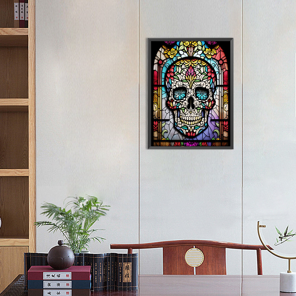 Skull Glass Painting - Full Round Drill Diamond Painting 30*40CM