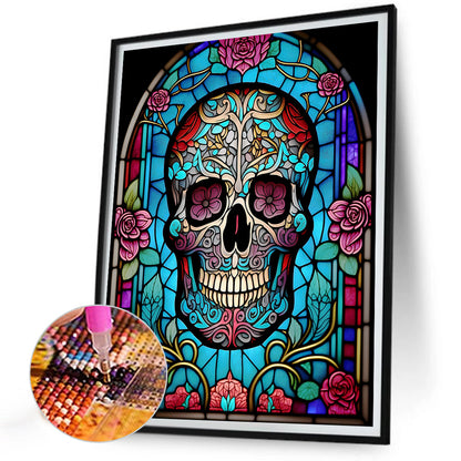 Skull Glass Painting - Full Round Drill Diamond Painting 30*40CM