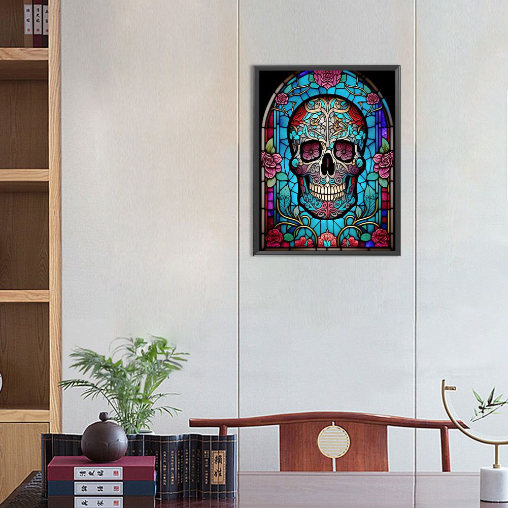 Skull Glass Painting - Full Round Drill Diamond Painting 30*40CM